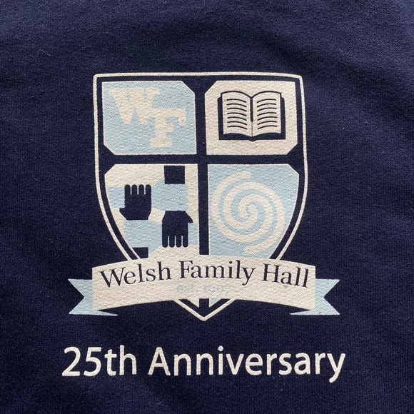 navy blue and white Notre Dame Welsh Family Hall crewneck - Picture 5 of 8